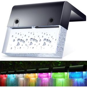 SUNFACE 8 Pack Solar Step Lights, 2 Modes - Acrylic Bubbles LED Super Bright Waterproof Solar Deck Fence Step Pool Backyard Decor (Warm White/7 Color)