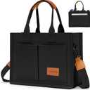 Ayieyill Canvas Tote Bag for Women with Pockets Crossbody Bag Tote Shoulder Handbags Casual Work Bags Everything Tote Bag (Black)