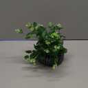 Artificial Plants Potted Real Looking Small Faux Plant with Rustic Black Cement Planter for Kitchen Office Desk Bookshelf Decor (Eucalyptus Plant)