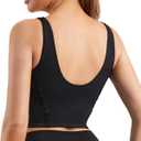 Women Built in Bra Corset Padded Sports Bra Open Back Long line Yoga Fitness Workout Crop Top Tank Bra (Black XL)