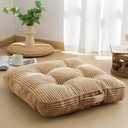 HIGOGOGO Washable Floor Pillow Cushion for Adults, Meditation Cushion Pillow, Large Square Floor Sitting, Removable Tufted Corduroy Cover, for Tatami Living Room or Yoga, 22x22 Inch, Machine Washable (4" Thick(Pack of 1))