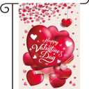 Valentine's Day Garden Flag Seasonal Heart Garden Flag Burlap Outdoor Flag Welcome Double-Sided 12x18 Inch Burlap Flag for Outdoor Decoration