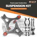 Front Lower Control Arm Suspension Kit for 2006-2011 Honda Civic 1.8L, 2 Lower Control Arms 2 Ball Joints 4 Outer & Inner Tie Rods 4 Sway Bars Front & Rear Replacement,K620382 K620383-12pc Set