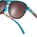 Jefoo Polarized Aviator Sunglasses for Women Men Retro Trendy Sports Sunglasses for Outdoor UV400 Protection (Blue Tortoise Frame / Brown Gradient Lens)