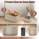 5-Pack Small Woven Rope Storage Baskets – 2 Sizes Organizer Bins for Closet, Shelf, Bookshelf, Nursery, Changing Table, Fabric Cube Boxes, Rectangular Shallow Bins for Bathroom, Toy & Home