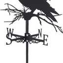 SUPERDANT Crow Weathervane Raven Weather Vane for Yard Animal Metal Wind Vanes Roof Mount for Outside Garden Black Weathervanes Farmhouse Farm Barn Sheds Patio Outdoor Halloween Decorations Gifts