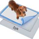 TidyFriend 2 Pk Pee Pad Holder Tray for 30 x 23 Pee Pads with Corner Lock Holes, Raised Edges, Non-Spill, Easy to Clean Silicone Dog Potty Tray Holder, For Indoor Floor Protection (Light Grey)