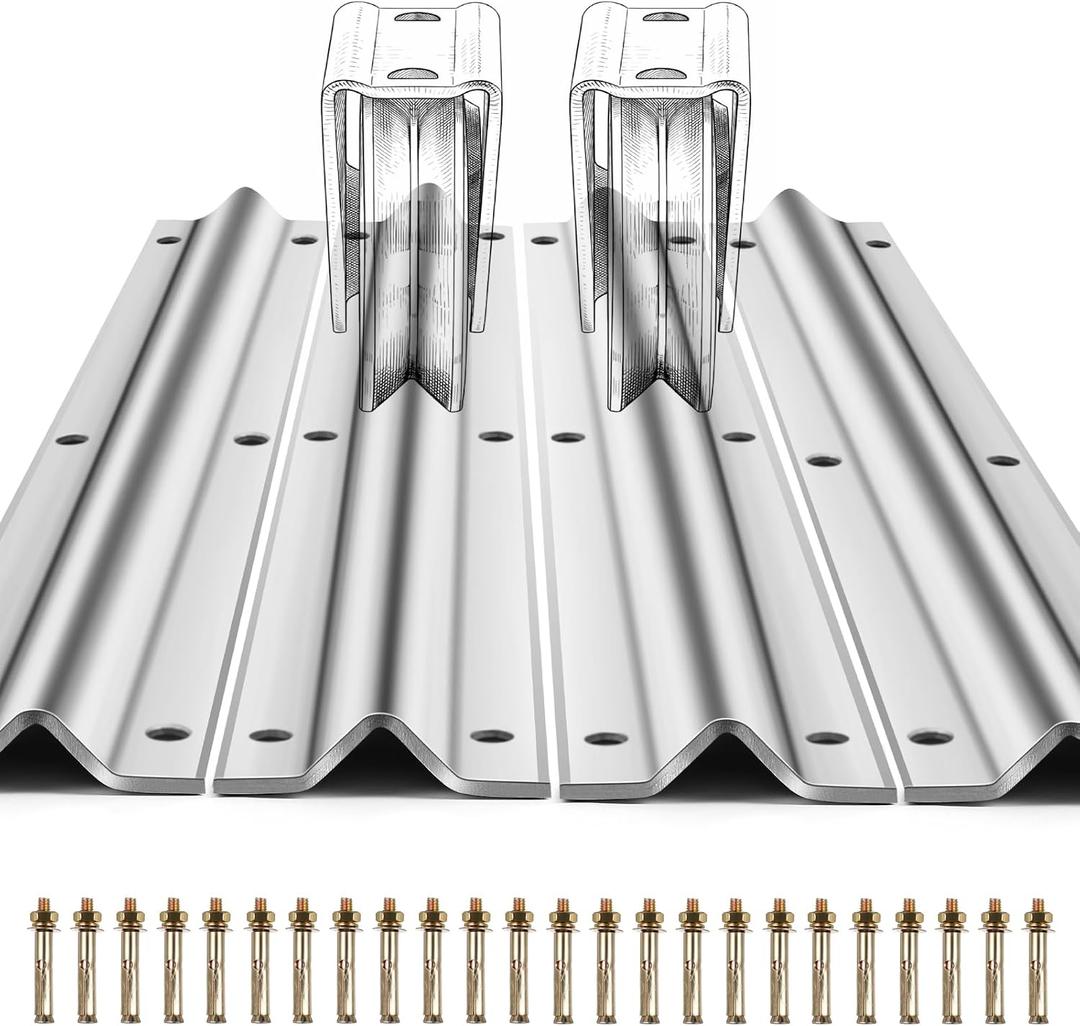24 FT V-Track Galvanized Inverted V Track for Sliding Gate Rollers with Hardware Kit Heavy Duty Sliding Door Track Rail for Driveway Gate, Car Entry Door, Barn Doors and Outdoor Applications