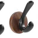 Walnut Suction Cup Hooks - Waterproof No Drill Removable & Reusable Wood Wall Hooks for Bathroom Kitchen Tile Glass Mirror, Unique Grain Each - 3 Pack(L)
