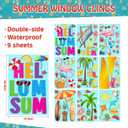 Summer Window Clings, 9 Sheet Summer Window Stickers for Glass, 7.9 x 11.8 Inch Each, Window Decorations for Party, Home, Classroom, Office