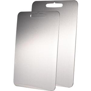 2-Piece Cutting Board Stainless Steel with Handle 1.42x7.87in and 13.39x8.86in, Cooking Board Durable for Meat Fruit Vesgetable Non-Stick Chopping Board for Kitchen Camping Picnic Hiking 2-Piece Cutting Board Stainless Steel with Handle 1.42x7.87in and 13.39x8.86in, Cooking Board Durable for Meat Fruit Vesgetable Non-Stick Chopping Board for Kitchen Camping Picnic Hiking