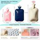 3.5L Extra Large Hot Water Bottle with Plush Cover & Hand Pocket, Blue