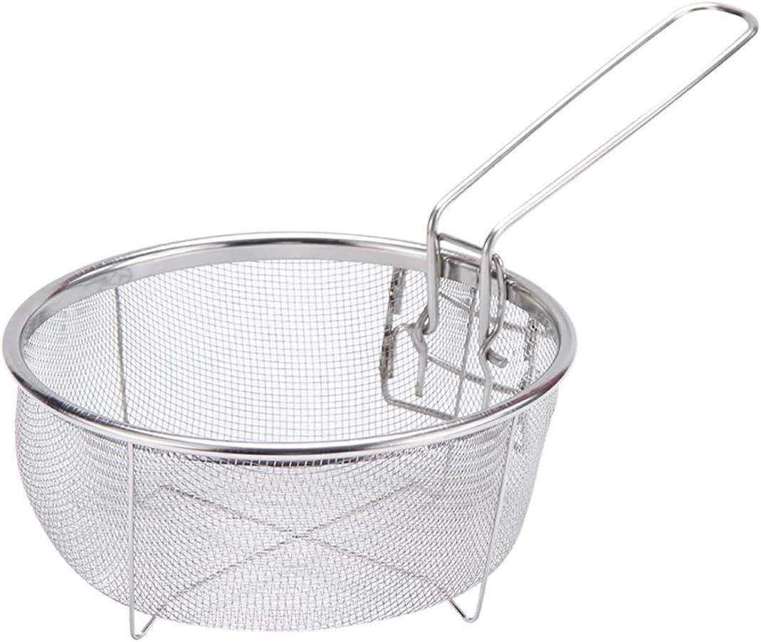 Stainless Steel Deep Fry Basket with Detachable Handle for Frying, Serving Food - Multifunctional Fryer Basket - Round/9 Inch