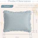 KKJIAF 2 Pcs Plaid Ruffle Pillow Case Standard Size, Cotton Gingham Ruffled Euro Sham Pillow Covers 20x26 Inch, Linen Feel Plaid Bed Pillow Shams with Envelope Closure for Sofa Bed (Dusty Blue Plaid)