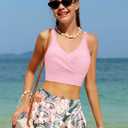 Girls Swimsuits Size 14-16 Bathing Suits for Teens Girls Tankini Criss Cross Tropical Print Ruffle Bottom Swimsuits for Teens Two Piece Swimwear Pink