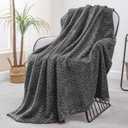 Exclusivo Mezcla Dark Grey Fleece Throw Blanket for Couch and Bed, 50x70 Inches Soft Cozy 3D Decorative Jacquard Flannel Blankets, Lightweight Fuzzy Plush Warm Throws for All Seasons