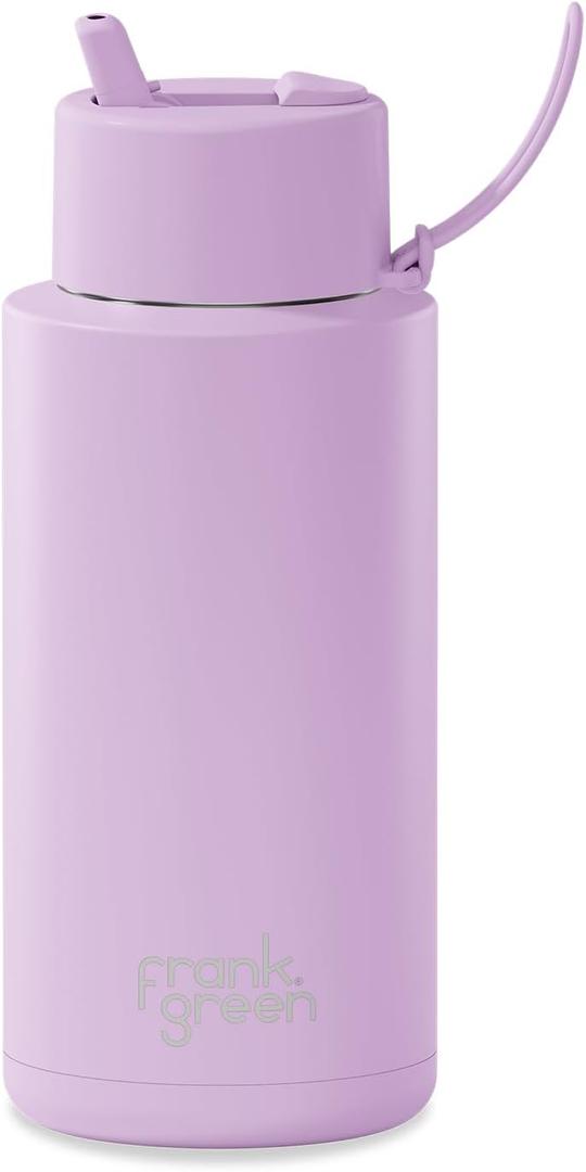 frank green - Ceramic Reusable Bottle - Stainless Steel Water Bottle With Straw, Insulated Water Bottle, Metal Water Bottle - Flip Straw Lid - 34oz - Lilac Haze