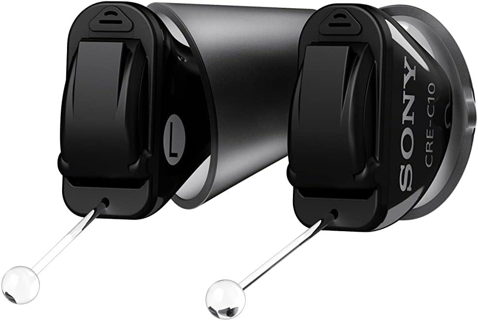 Sony CRE-C10 Self-Fitting OTC Hearing Aids for Mild to Moderate Hearing Loss, Prescription-Grade Sound Quality, Compact Virtually Invisible Design, Customizable App, and Replaceable Batteries, Black