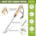 WORKPRO Dandelion Weeder Puller Tool with Wood Handle, Polished Stainless Steel Garden Weed Remover Tool, Two-Pronged Fork Weeder Tool for Lawn, Farmland, Transplant, Gardening