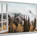 ARTISTIC PATH Foggy Landscape Canvas Wall Art - Misty Forest Picture Smoky Mountain Painting Scenery Photography Artwork for Living Room Bedroom Home Office (48L" x 24W")