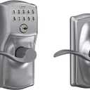 SCHLAGE FE595 CAM 626 ACC Camelot Keypad Entry with Flex-Lock and Accent Levers, Brushed Chrome