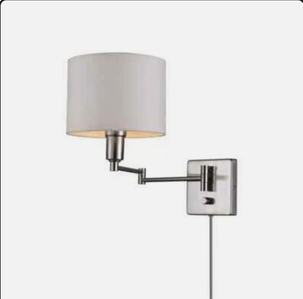 Globe Electric Anderson 1-Light Brushed Steel Plug-In or Hardwire Wall Sconce