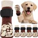 Kuoser Non-Slip Dog Socks, 2 Pairs Socks to Prevent Licking Paws, Paw Protectors for Hot Pavement, Hardwood Floors, Traction Control for S(paw width：2"), Brown