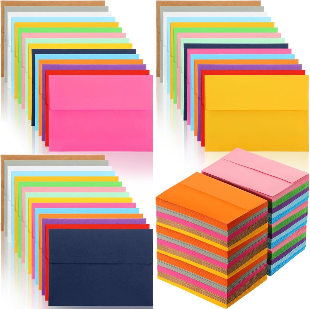 300 Pieces A9 15 Colors Invitation Envelopes for 5.5 x 8.5 Inch Cards Peel and Press Rainbow Seal Mailing Envelopes for Letters Photos Cards Wedding Baby Shower, 5.75 x 8.75 Inch