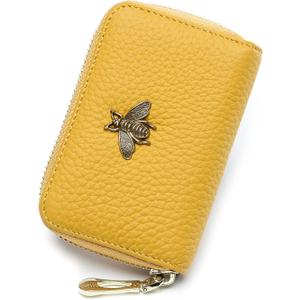 imeetu RFID Credit Card Holder, Small Leather Zipper Card Case Wallet for Women