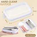 Hoolerry 3 Pcs Clear Hard Zipper Case Hard Plastic Zipper Pouch Makeup Bag Portable Travel Organizer for Cosmetics, Office Supplies, Documents & Toiletries(White,Xs)