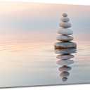 Zen Stone Canvas Wall Art Stones in Water Print Pictures Bathroom Wall Art Decor Framed Tranquil Nature-Inspired Relaxing Artwork for Yoga Meditation Spa Room Decor, 24"L x 16"W