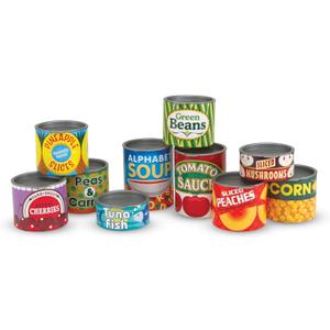 Melissa & Doug Let's Play House, 10 Grocery Cans with Removable Lids, Toy Food & Play Kitchen Accessories, Preschool Learning Toys for Girls & Boys 3+