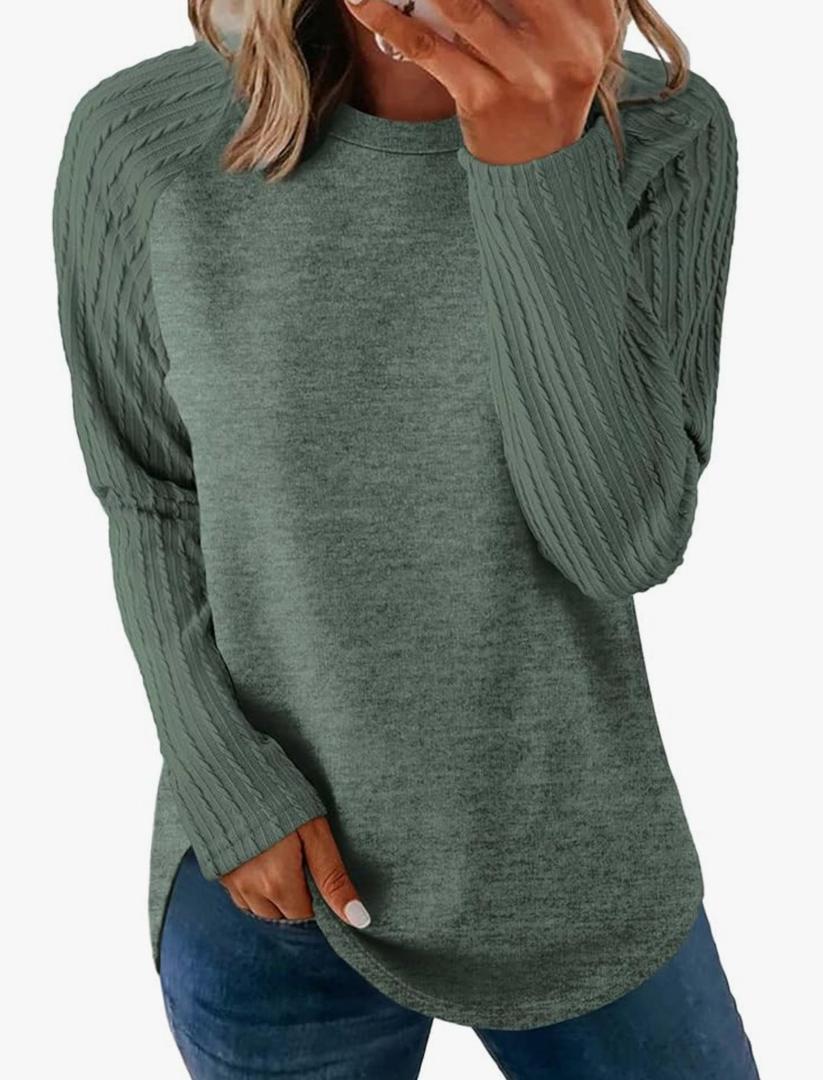 SAMPEEL Sweatshirt for Women Long Sleeve Shirts Crewneck Sweaters Fall Fashion Outfits 2025 Trendy Tunic Tops L