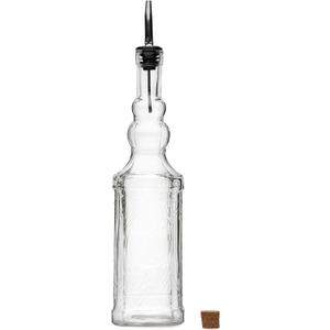 Large Clear Decorative Glass Bottle with Spout and Cork, 32oz, 1 Bottle - Design: COGNAC (3in X 11.9in)