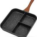 ESLITE LIFE 11 Inch Nonstick Divided Grill Pan for Indoor Cooking, Versatile 3-In-1 Induction Large Breakfast Pan for Stove Tops, PTFE & PFOA Free, Black