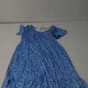 Adorel Maternity Dress Midi Ruffle V-Neck Flowy Smocked Empire Waist Casual Pregnant Outfit Baby Shower (Medium, Blue Print)