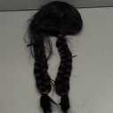 FantaLook Short Black Purple Cosplay Wig with 2 Buns for Halloween Party Costume