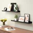Boswillon Long Floating Shelves, 2 Set Modern Black Wall Shelf for Bedroom, Nursery Book Shelf with Lip, Picture Ledge Shelf for Living Room Bathroom Kitchen - Black,23.6 In