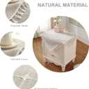 Square Small Bedside Tablecloth Cotton Linen Light Brown Lattice Dust-Proof Washable Table Cover Boho Farmhouse Table Cloth for Nightstand Kitchen Dining Tabletop Decoration 24 x 24 Inch