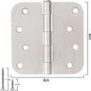18 Pack Nickel Door Hinges Brushed Nickel 4" X 4 Inch Rounded 5/8"Radius Sliver Interior/Exterior Door Hinge Satin Nickel Door Hinges for Doors House Outdoor Door Hardware Hinge Bisagras Para Puertas