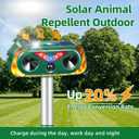 Upgraded Solar Animal Repellent Ultrasonic Outdoor Cat Deterrent Deer Repellent Devices,Waterproof Dog Repeller with Motion Sensor,Flashing Lights,Scare Squirrels Rabbits Raccoons Skunks Garden,2 Pack