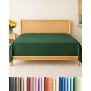 Cal King Size Flat Sheet - Hotel Quality Top Flat Bed Sheet Only - Ultra-Soft, Comfy Breathable & Cooling - Fade & Wrinkle Free - Easy-Care, Stain & Shrink Resistant Bedding - Oeko-Tex - Emerald Green