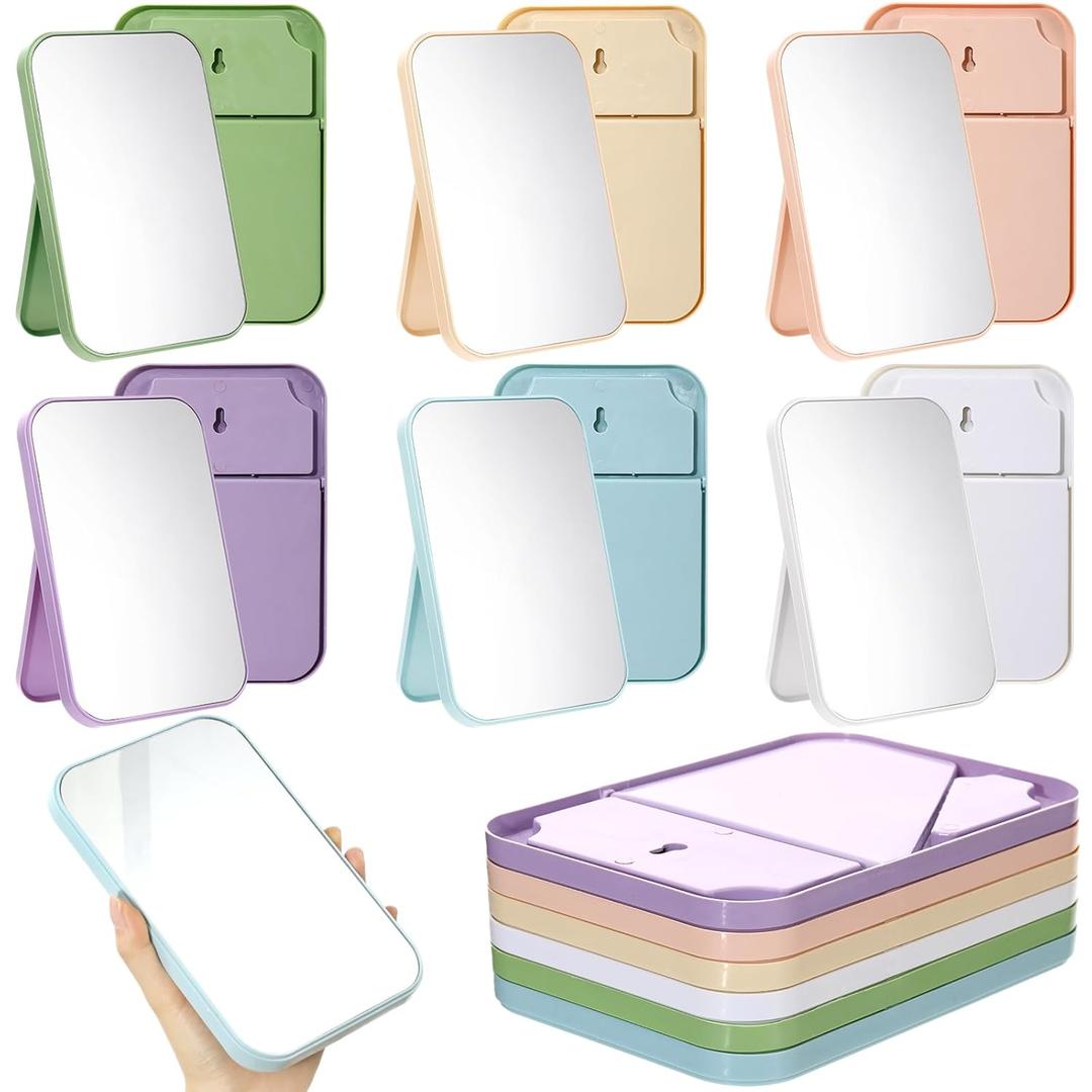 Honeydak 16 Pcs Spa Party Mirrors Bulk Table Mirrors with Stand 90 Adjustable Folding Travel for Makeup Spa Party Supplies Women Personal Beauty Sleepover Slumber Birthday Accessory Favors (Colorful)