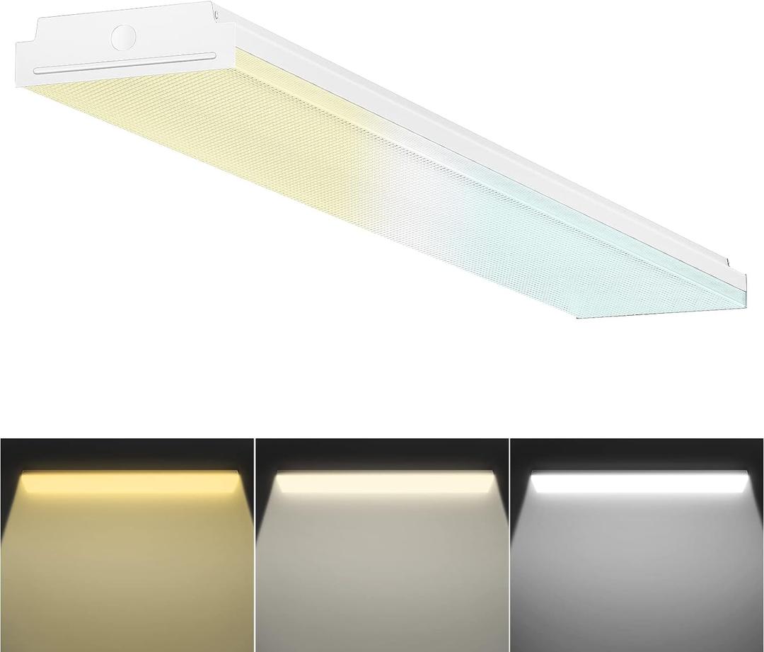 FaithSail Dimmable 4FT LED Wraparound, 4 Foot LED Light Fixture with 3 Watt/3 Lumen/3 CCT, 30W/40W/50W, 3500lm/4500lm/5500lm, 3000K/4000K/5000K, 48'' Flush Mount Light, Replacement, 1 Pack