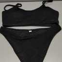 Women's Ribbed Bikini Sets Scoop Neck Cheeky Swimsuit Textured Two Piece Bathing Suit, Size L