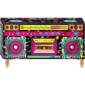 6Ft 80s 90s Party Radio Tablecloth, Back to 90s Hip Hop Party Birthday Table Cover Decor for 1990s Theme Party Decorations Supplies, 72" x 30"