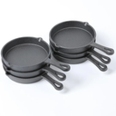 Cast Iron Mini Skillet, Round Pan, Mini Server, DIA 5.3inch, 6 Pcs, Black