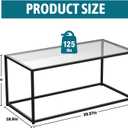 Glass Coffee Table Modern Center Table,Minimalist Coffee Table for Living Room,Tempered Glass-top with Sturdy Metal Frame, Easy Assembly,Black