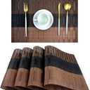 PIGCHCY Placemats,Durable Placemats for Dining Table,Washable Woven Vinyl Kitchen Placemats Set of 4 (Brown)