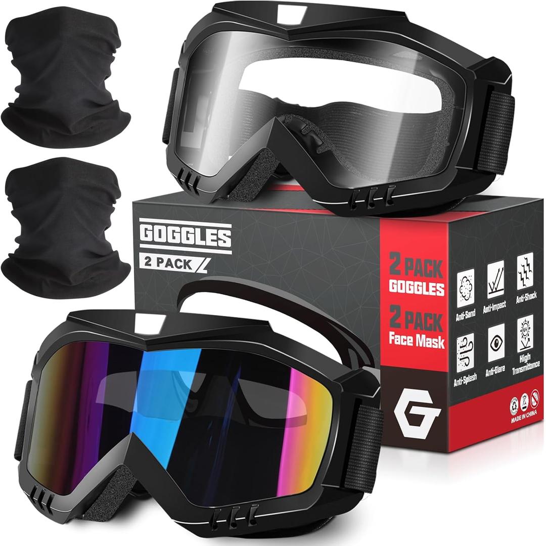 OXG Motorcycle Goggles - ATV & Dirt Bike Goggles with UV400 Dustproof Lens for Adults & Youth (Black)